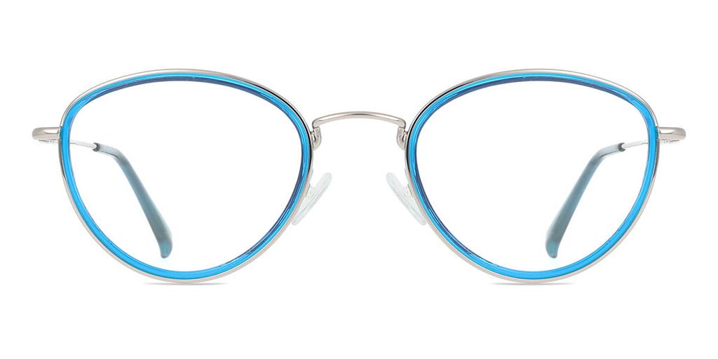 SmartBuy Collection Fashion Unisex Eyeglasses Full Rim Oval Blue Gunmetal Mtr 93g