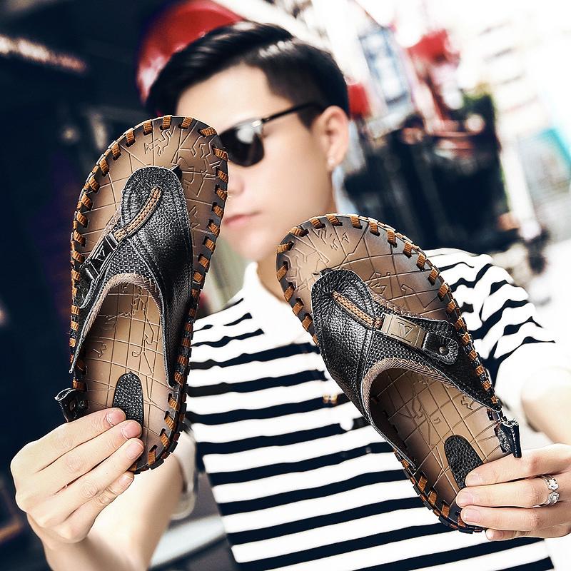 Fashion Leisure Walk Men's Slippers Versatile Summer Sandals Light Adult Beach Shoes Non-slip Open-toe Flip-flops Outdoor Male Half Drag