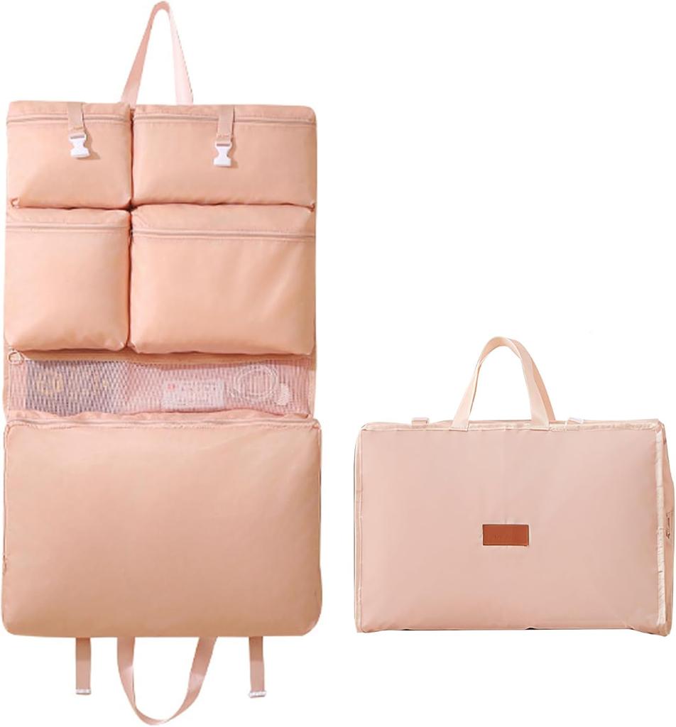 Hanging Storage Organizer with 6 Pockets, Portable and Foldable Closet Organizer for Easy Storage (Off- white)
