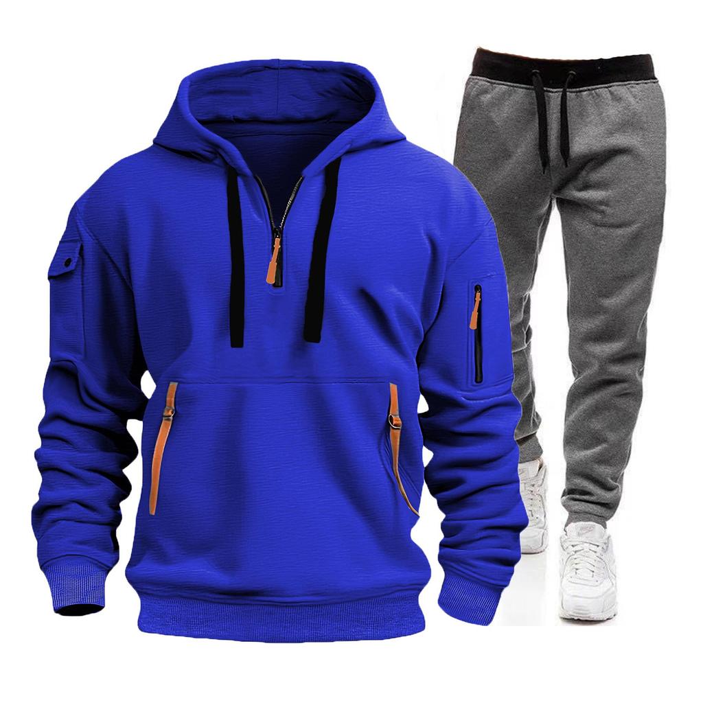 Men's 2024 Spring & Autumn Sports Zip Hoodie Sweatshirt & Sweatpants Set