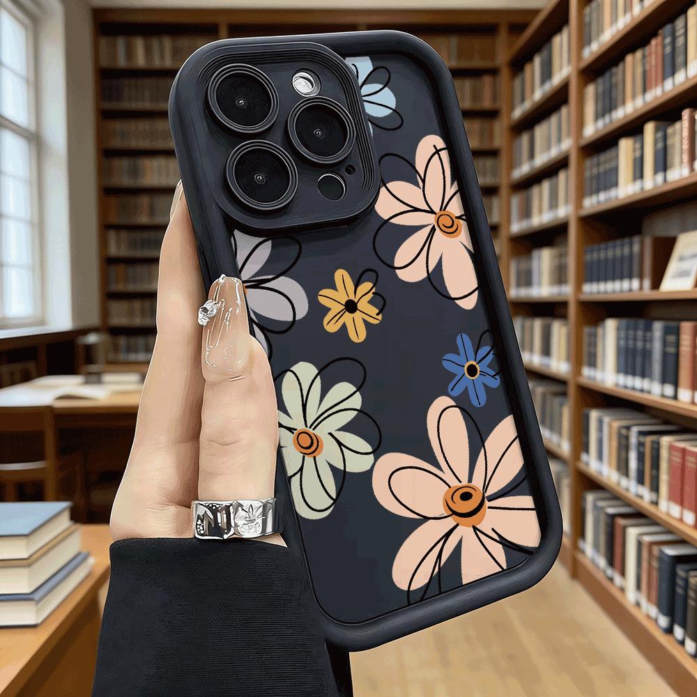 Minimalist Floral Pattern Phone Case for iPhone 17 16 15 14 13 12 11 Pro Max Plus Anti Scratch, Gel Flexible Protective