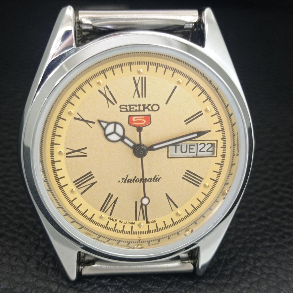 REFURBISHED SEIKO 5 AUTOMATIC 6309A JAPAN MENS VINTAGE GOLDEN WATCH a442131-1