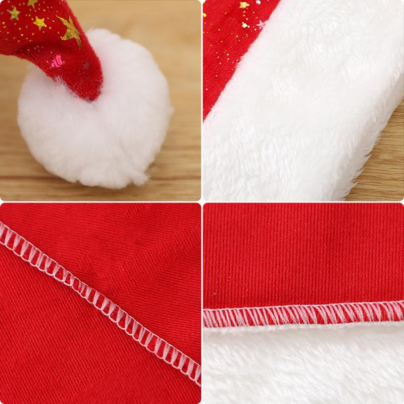 Adult Christmas Hat with Colorful Stars - Super Soft Fabric for Holiday Parties