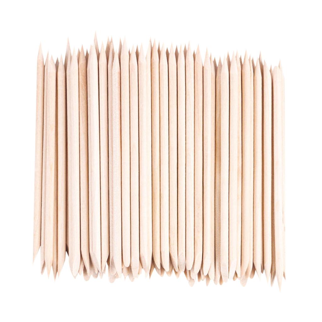 100Pcs Orange Wood Stick Cuticle Pusher Remover Pedicure Manicure Tool