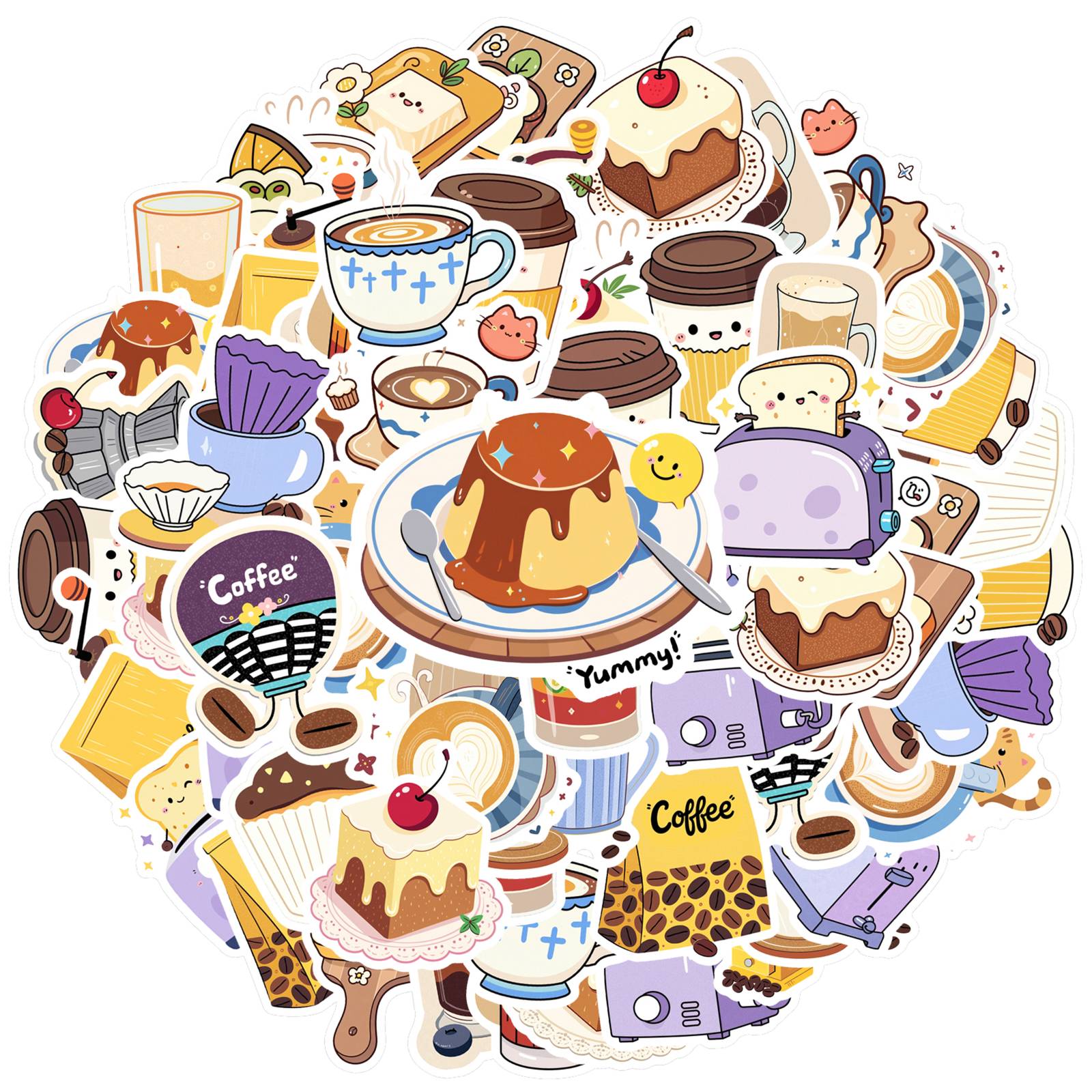 

35pcs Playful Bakery Stickers Cute Coffee DIY Stickers Coffee Stickers For DIY Phone Laptop Scrapbook Bike Guitar DIY Suitcase