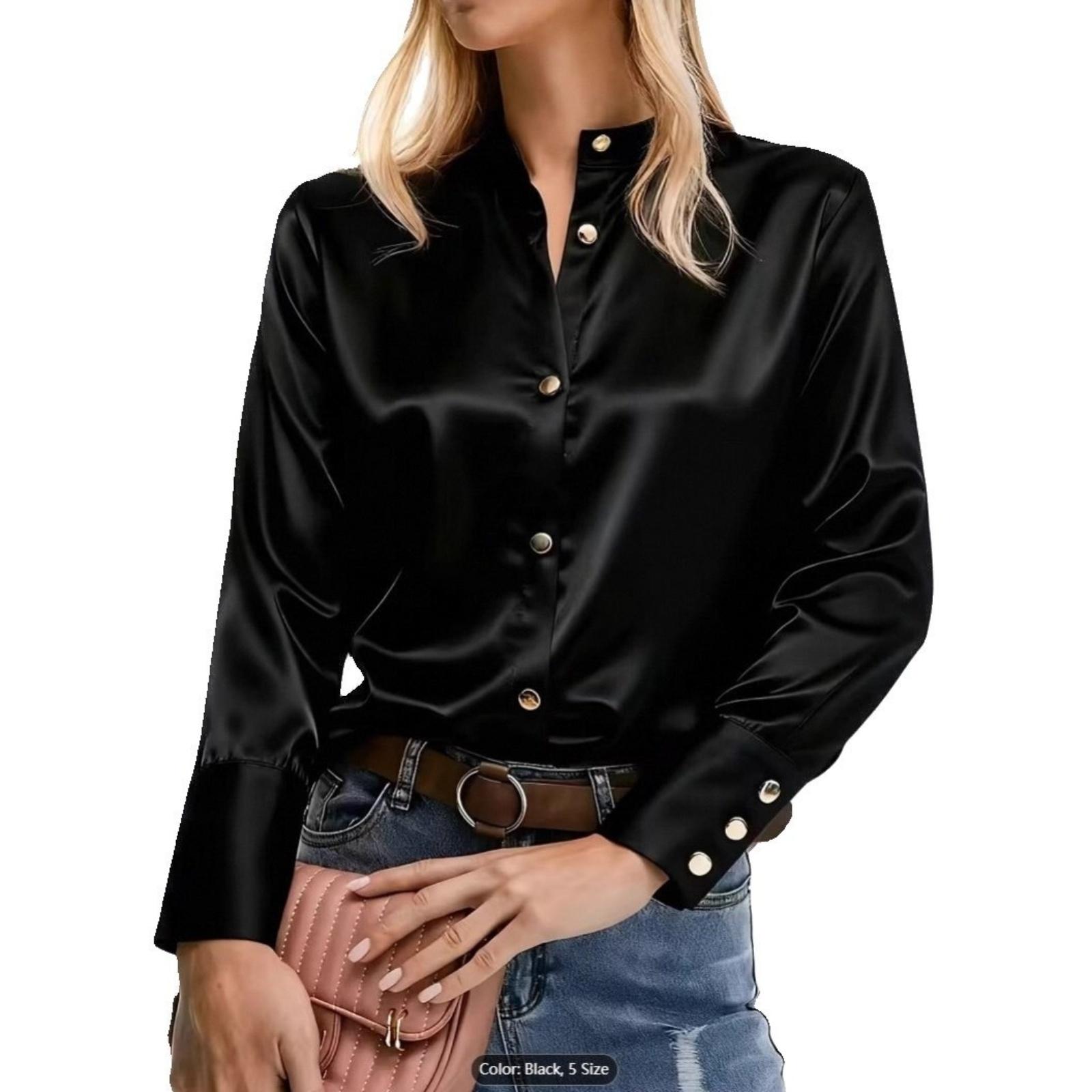 

Модная женская свободная повседневная блузка XL чёрный