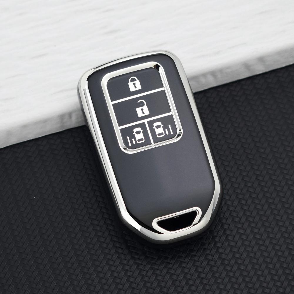 4 Buttons Car Key Case Cover for Honda CR-V Accord Civic Fit HR-V Odyssey Elysion Stepwgn Pilot TPU Key Protector Key Chains