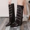 Women's Knee High Boots Fashion Pointed Toe Leather Boots Designer Zip Decorative Trouser Tube Boots for Women Knight Boot Botas