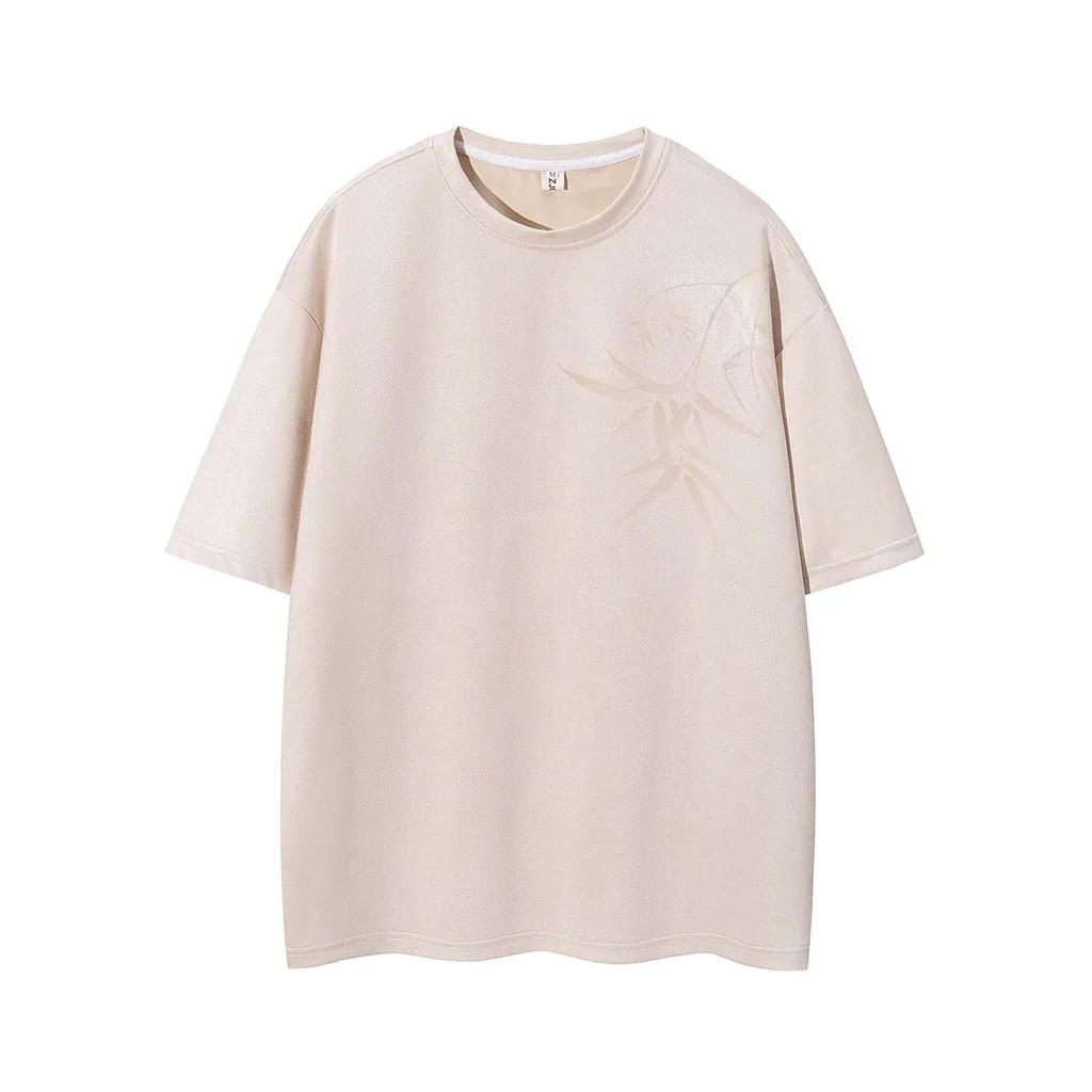 2026 Summer Men Bamboo Print T Shirts Chinese Style Hanfu Tops Tees Fashion Men Casual T-Shirt Male Loose Breathable Pullover