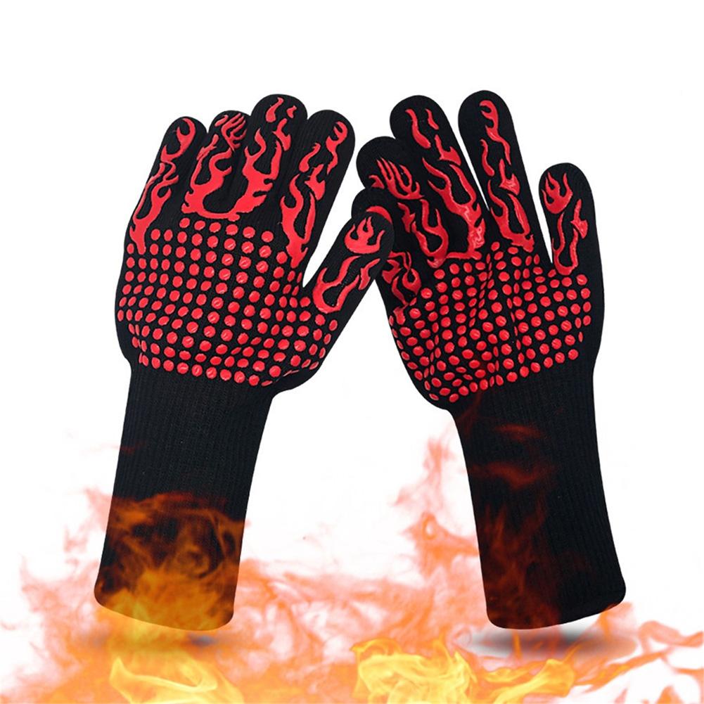 BBQ Grill Heat Resistant Gloves, 1472°F/800°C Extreme Heat Resistant Barbecue Gloves, Anti-slip Silicone Oven Mitts For Cooking Baking Grill Smoker