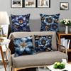 Blue Gold Floral Pattern Home Decor Pillow Cover Living Room Sofa Polyester Cushion Cover with Zipper