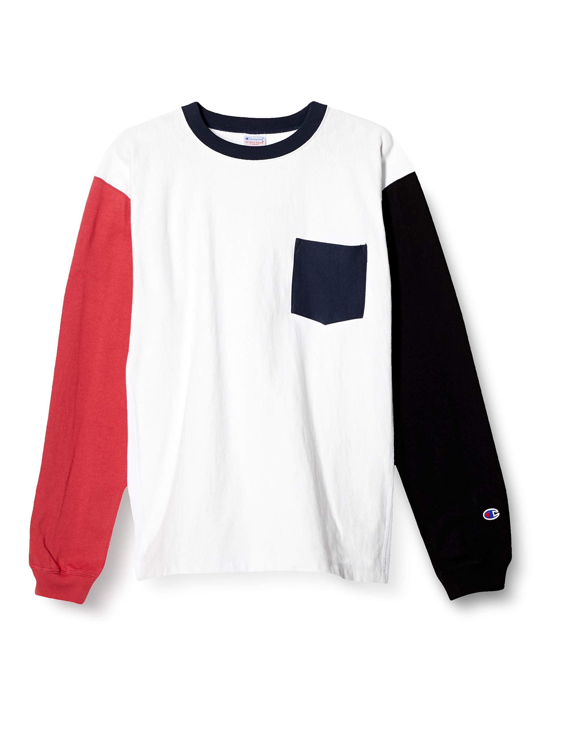 

Champion Long Sleeve Color Relaxed Pocket Reverse Size L Men s T-Shirt, 100% Cotton, Block, 9.4oz, Fit, Tee, Weave, White, (C3-T412) белый