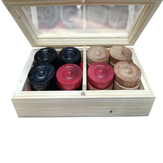 KNK Professional Wooden Carrom Coins Set – Magnetic Lock Box