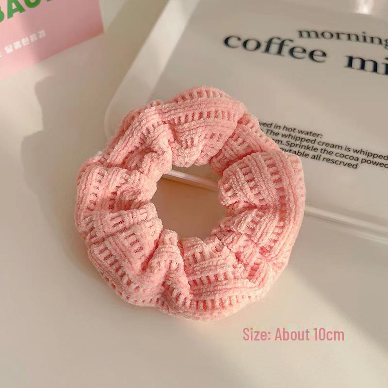 Milk Coffee Plush Hair Ring - Simple Elastic Band for Autumn/Winter