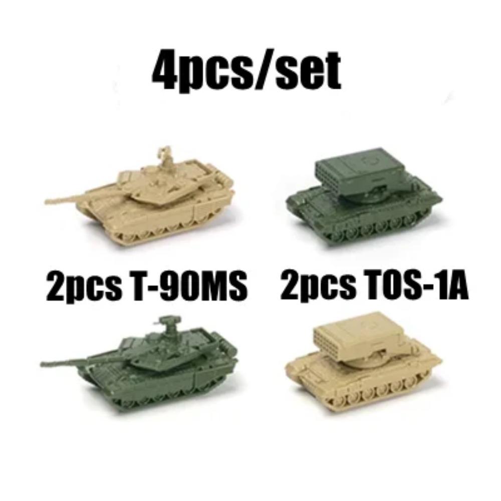 4D 1/144 Tank Pěchotní bojové vozidlo Raketomet Hotový model 4ks/sada Miniaturní vojenský model zbraně Hračka