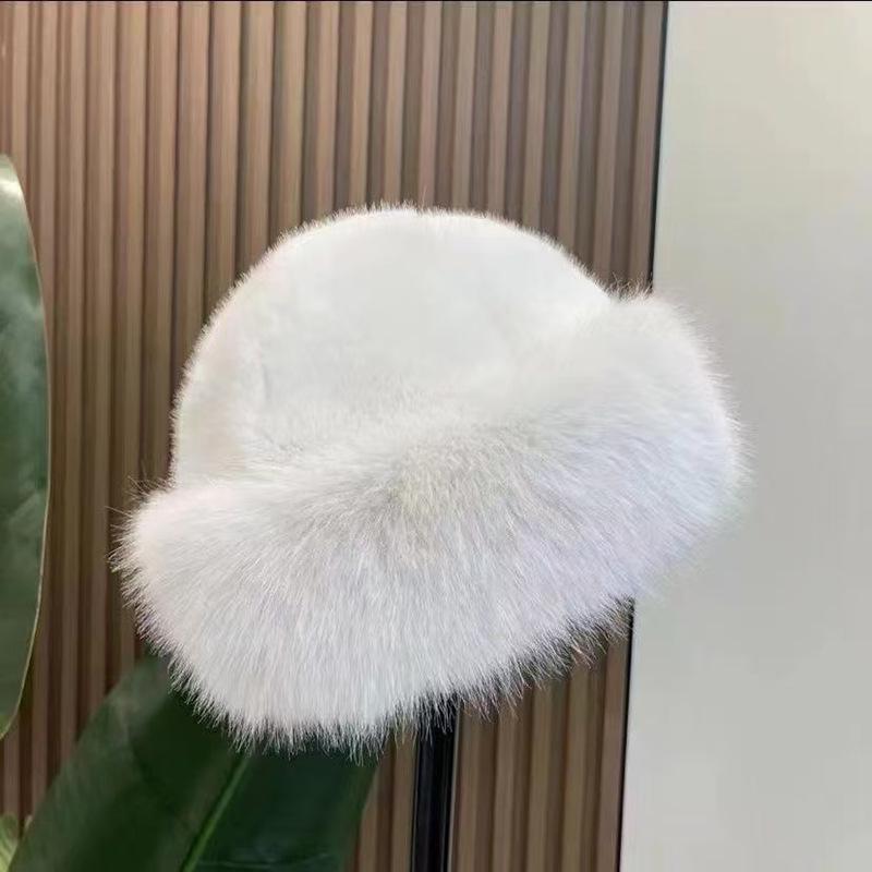 Women's Winter Leopard Print Faux Fur Bucket Hat with Ear Protection