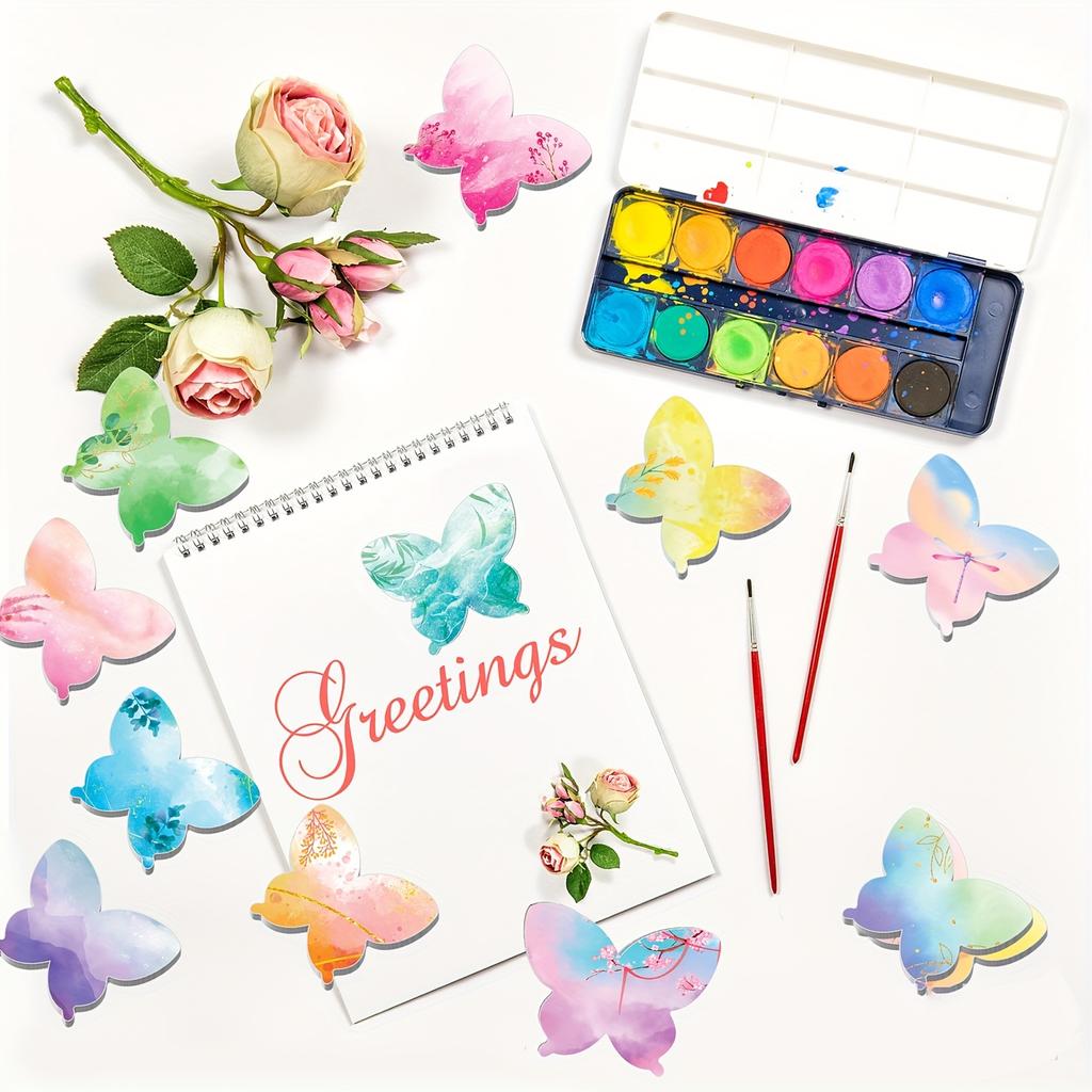 12 Pcs Colourful Butterfly Sticky Notes Memo Pads Office Stationery Handbook Stickers School Supplies