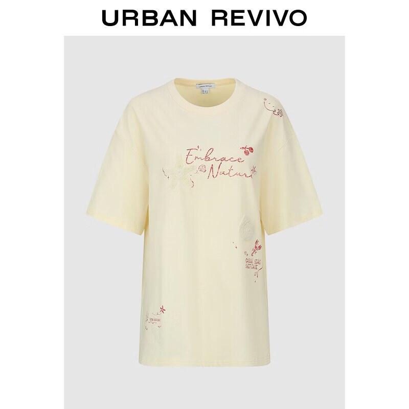 UR2026 Women s Casual Starfish Embroidery T-Shirt L
