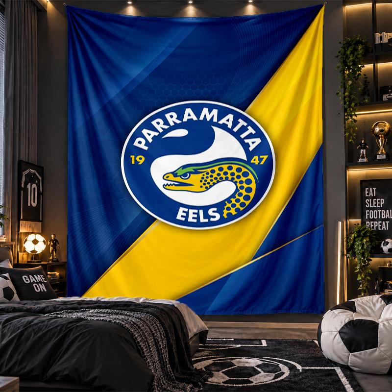 Wall Hanging Tapestry Parramatta Eels Print Cloth for Living Room Bedroom Home Decor