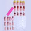 24 pieces of medium-long square press-on nails with red plaid and 3D strawberry designs in red and yellow, direct sale