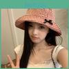 Fashionable Korean Checkered Bowknot Bucket Hat For Women Lightweight And Perfect For Summer Outings
