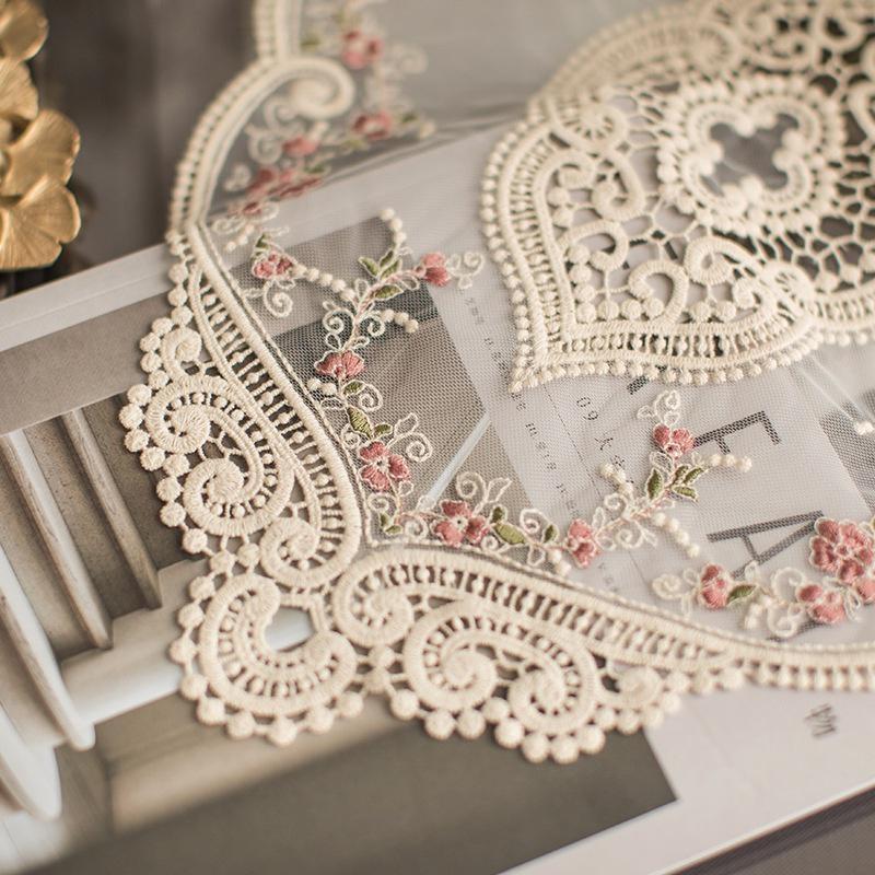 Romantism francez oval dantela brodat Coaster dormitor studiu bucatarie cana covoraș de masă alimente cu fructe copac farfurie pânză decorațiuni de Crăciun