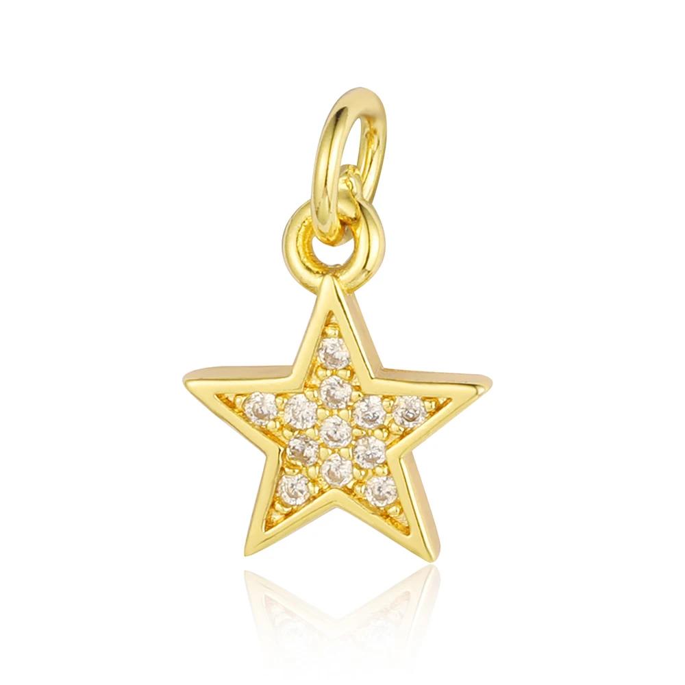 Bee Butterfly Copper Cubic Zirconia Heart Lock Love Charm Women Sun Star Necklace Pendant DIY Jewelry Charms