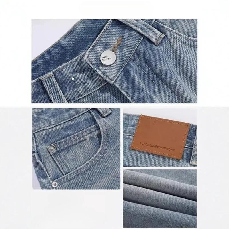 Damen Vintage Weite Beine Denim Capri Hosen Shorts Sommer Bauchkontrolle Locker Gerade Beine Lässig Streetwear