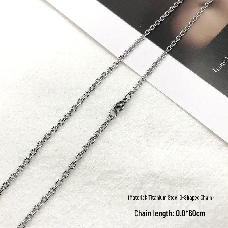 Stainless Steel Pearl Necklace with Titanium Thick Chain - Men's Minimalist Snake Bone Design