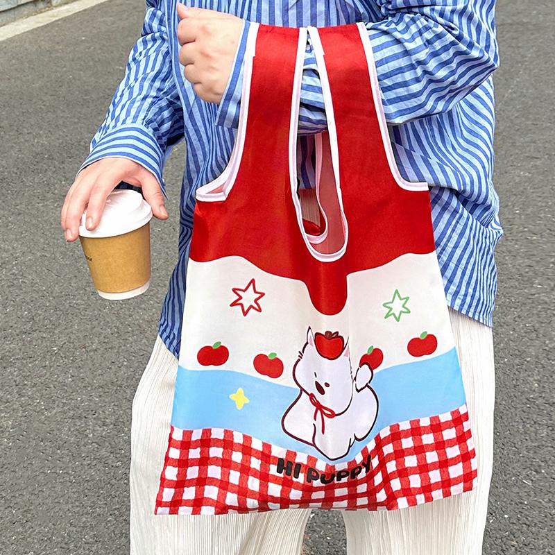 Cute Cartoon Handbag Portable Arrival Reusable Shopping Bag Foldable Tote Pouch Large Capacity Shoulder Bags Girls Gift