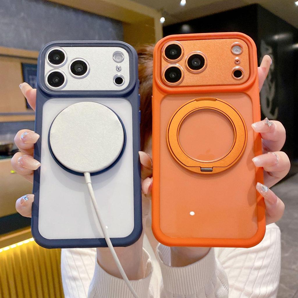 Apple iPhone 16 Pro Max High Transparency Magnetic Case with Rotating Stand & Precise Hole Protection
