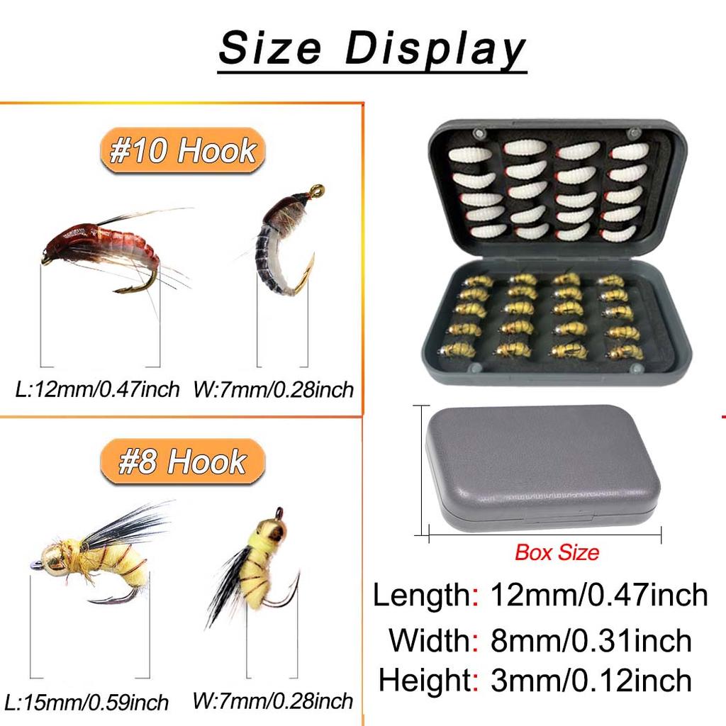 Fly Fishing Flies Kit, 24Pcs/Set Handmade Flies Fishing Lure, Dry/Wet Flies Fishing For Trout Bass Biomimetic Bait Lure, With Flies Box