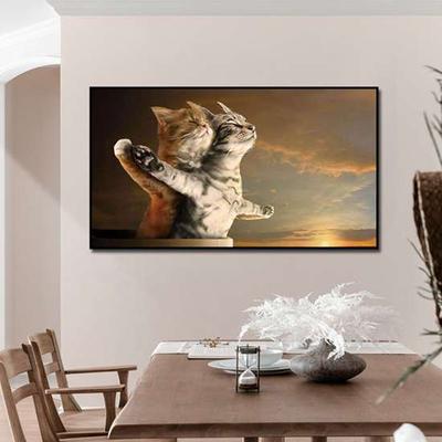Criativo romântico engraçado gato titanic poster decoração de casa impressão digital pintura em tela fundo decoração da parede