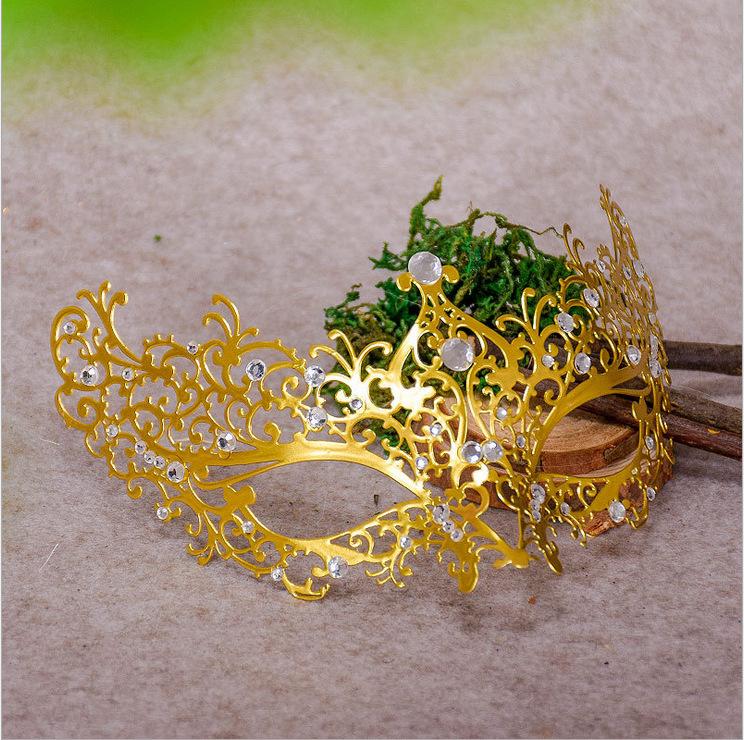 Meier Halloween Lace Sexy Eye Mask with Diamond Iron Art Princess Masquerade Party Mask for Women