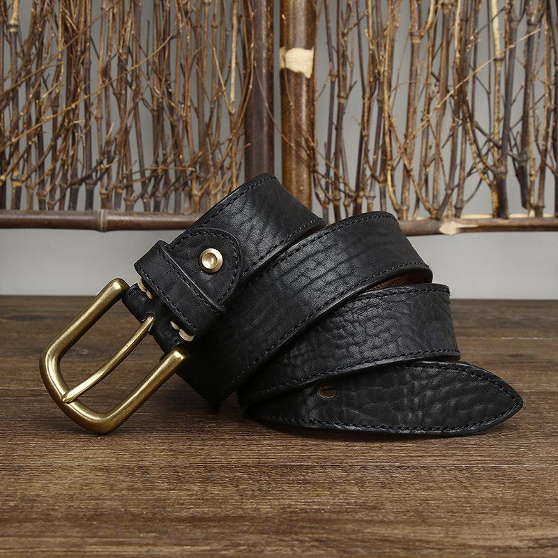 

Ремень мужской утолщенный африканский дикий коровья кожа с усадочным узором винтажный грубый узор натуральная кожа крупного рогатого скота поверхность с рисунком дерева джинсовый ремень 130cm