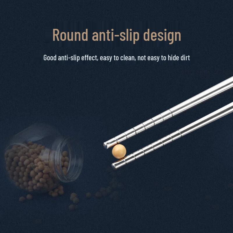 Shibazuo Chinese Style 304 Stainless Steel Chopsticks - 5 Pairs