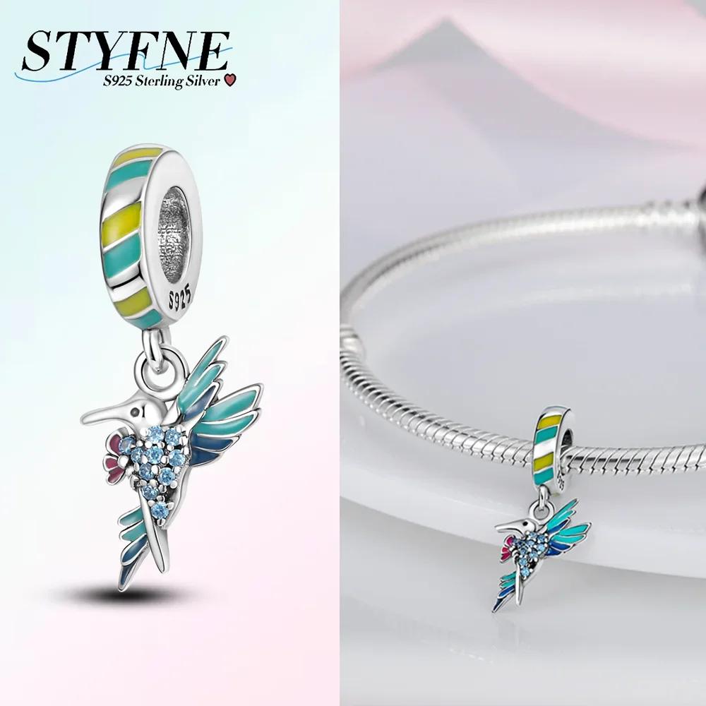 New Copper Blue Gold Butterfly Dangle Charm Fits Original Bracelet Necklace Spring Series Fine Jewelry