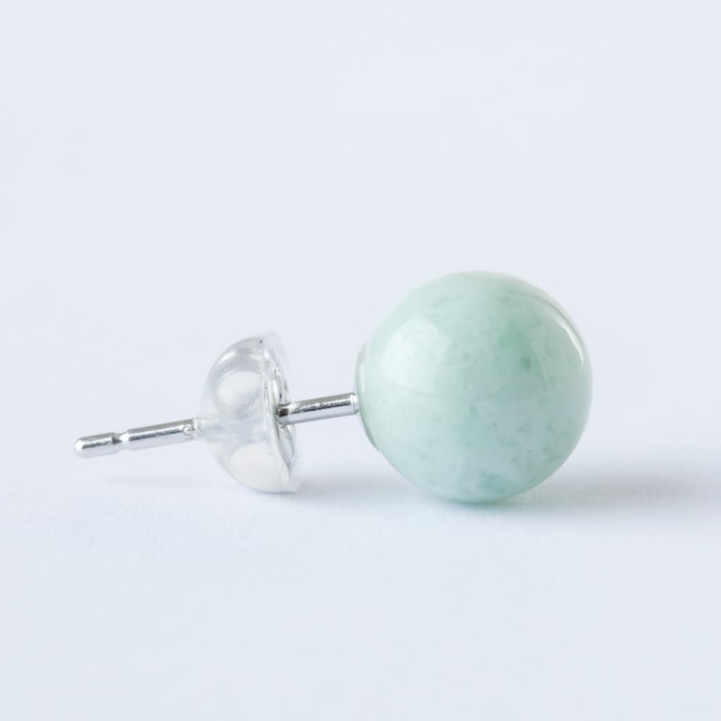 8mm Itoigawa Natural Jadeite Silver Japanese National Jomon Power Stone Jadeite Workshop Guarantee APS0129 Beads, Earrings, Stone, [Itoigawa