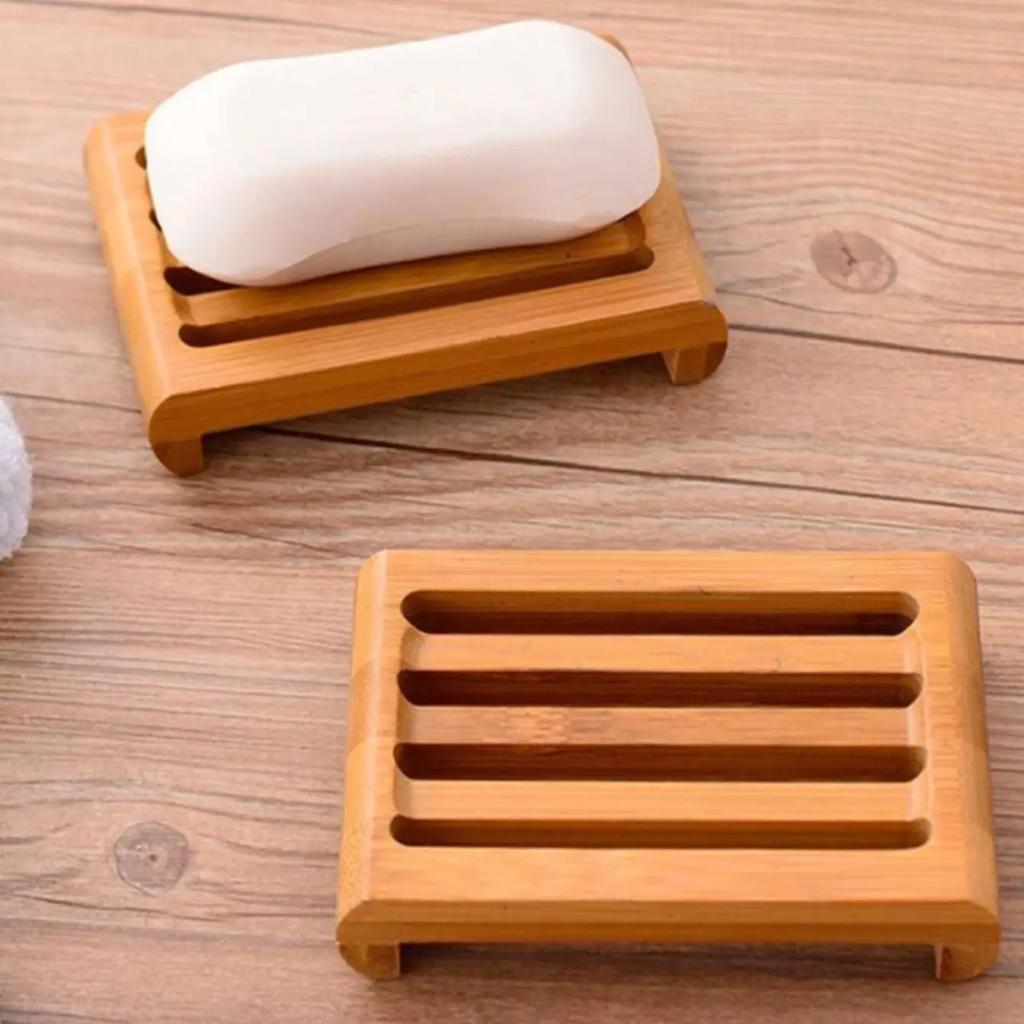 1pc Creative Bamboo Soap Tray - Drain Soap Box for Bathroom Countertop Storage and Organization
