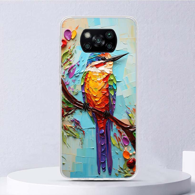 Animal Oil Painting Bird Soft Case For Xiaomi Poco X7 X6 X5 X4 X3 Nfc F7 Ultra F6 F5 Pro Phone Cover F4 Gt F3 M5S M4 M3 M5 M6 Co