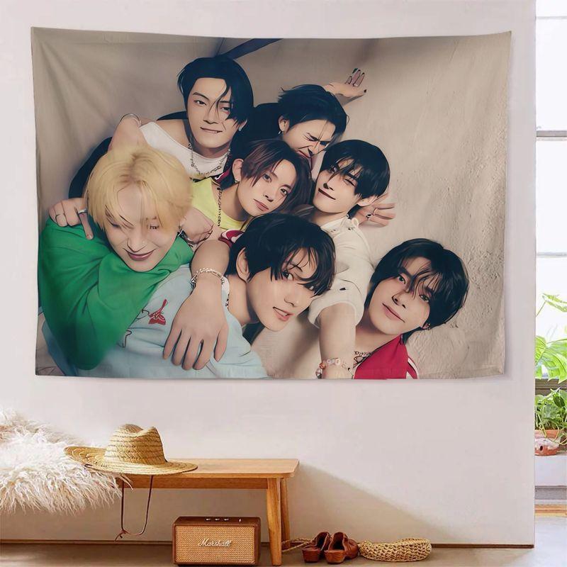 Korean Group Male Stars Gentle Group Photo Tapestry, K-Pop Wall Art for Bedroom Living Room Dorm Decor