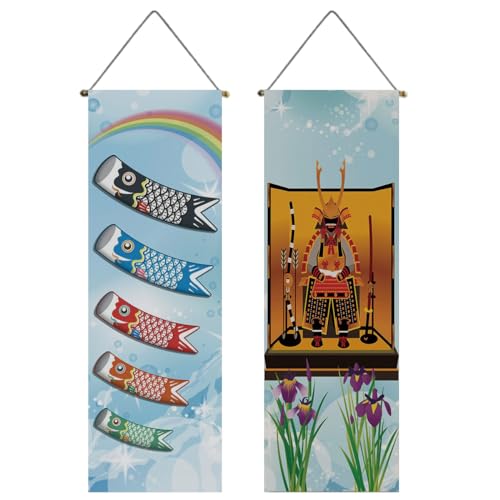 

Next Design [Set of 2] Koi Nobori (Carp Streamer) - May Doll, Boy s Day, Children s Day - Polyester Hanging Scroll Set, Tapestry, Koi Nobori (Carp Str