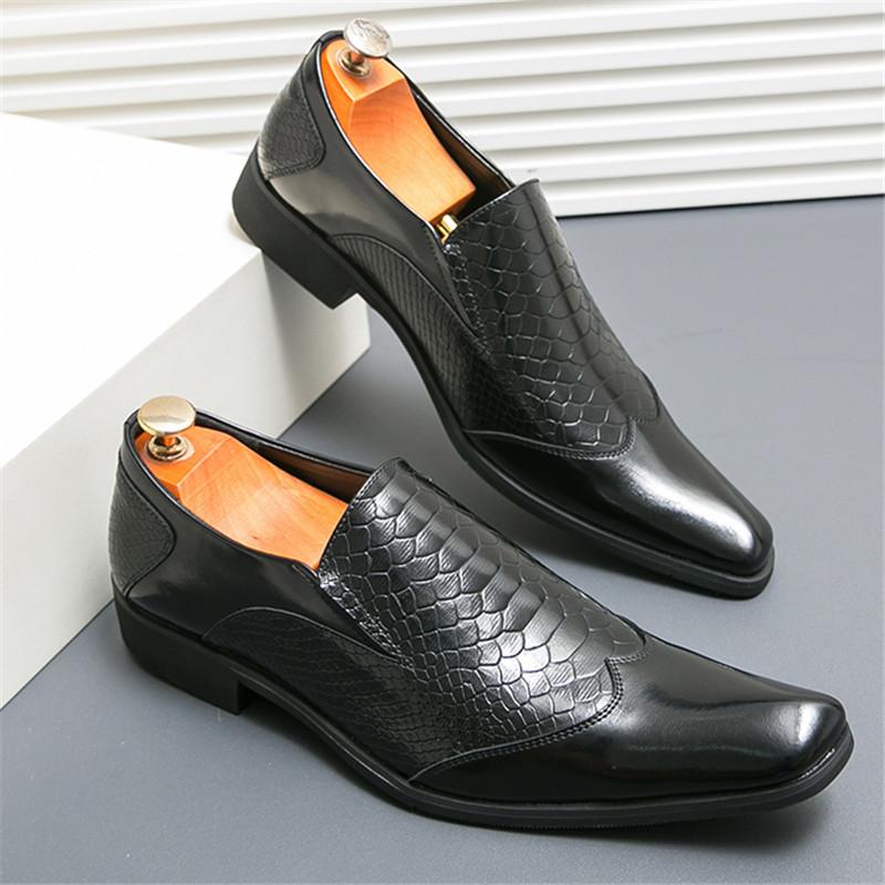 New Fashion Gentleman Alligator Pattern Slip On Shoes For Men Comfortable Wedding Dress Prom Formal Footwear Zapatos Hombre