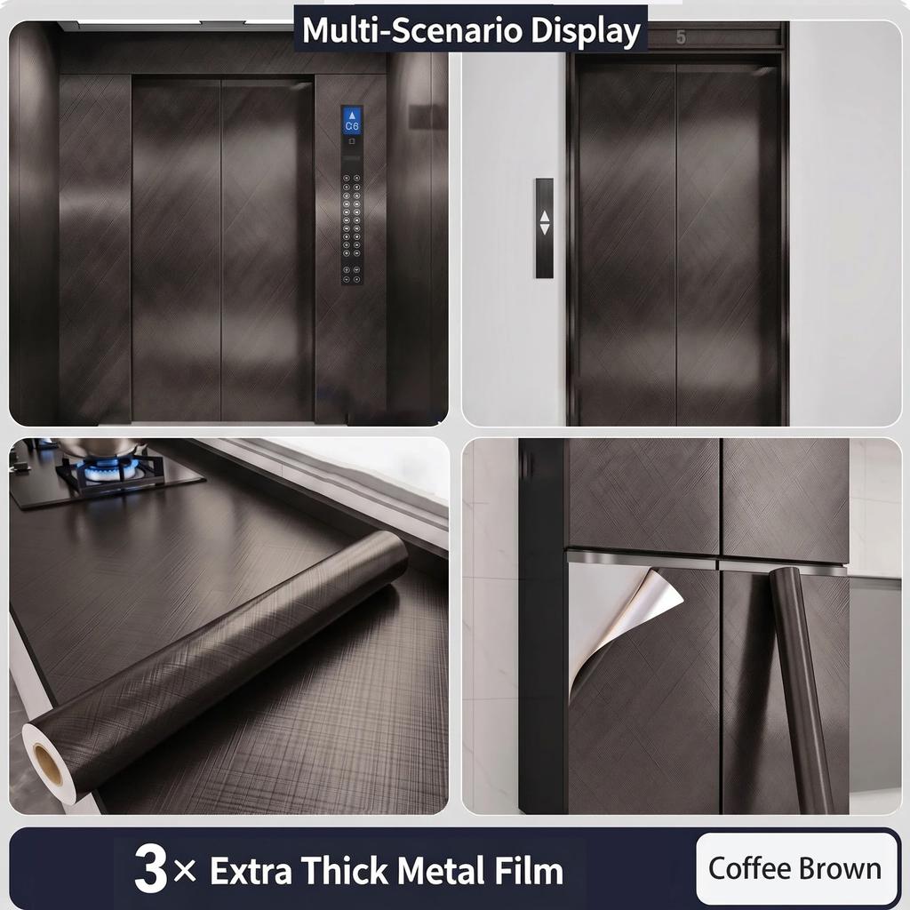 Selbstklebende gebürstete Edelstahl Kontaktpapier Metallische Folie Kühlschrank Aufzugstür Makeover Wasserdichter Aufkleber 0,16mm