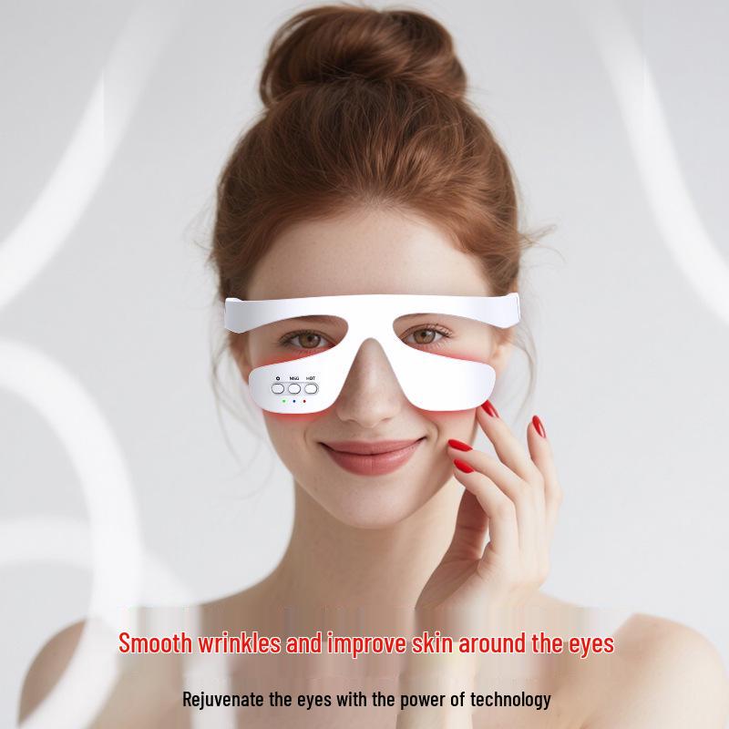 Portable Wireless Eye Massager with Hot Compress & Red Light Therapy for Dark Circles