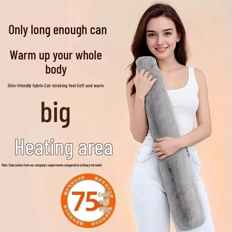 Long Hot Water Bottle with Removable and Washable Imitation Down Filling - Unisex Bed and Belly Warmer.