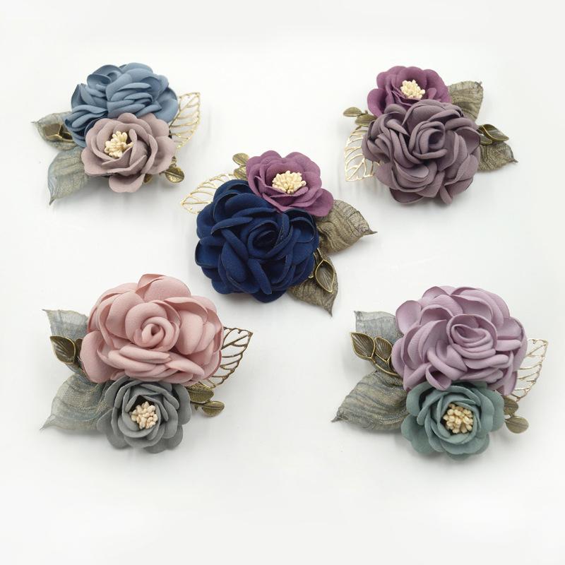 Korean Fashion Cloth Art Handmade Fabric Flowers Brooch Pin Ladies Lapel Pins Collar Shirt Leaves Brooches For Women Accessories