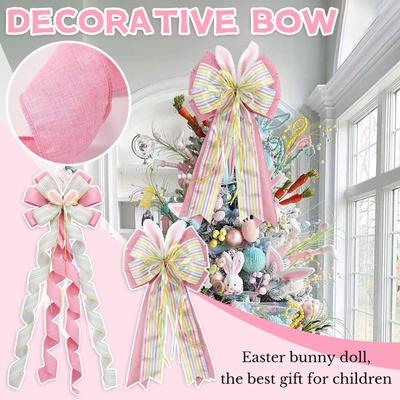 Easter Bow Easter Decorative Ribbon Spring Bunny Easter Egg Festival Wreath Accessories