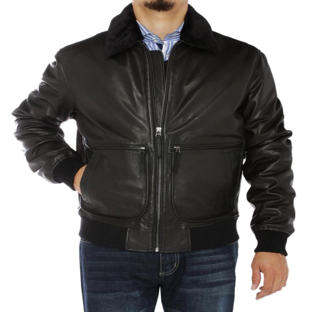 

NOORA Men s Real Lambskin Leather Jacket ST097 XXXL чорний