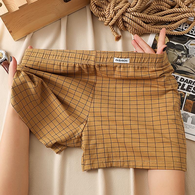 

Мужские клетчатые боксеры из чистого хлопка: Удобное, свободное и дышащее нижнее белье L (recommended 90-115 jin)